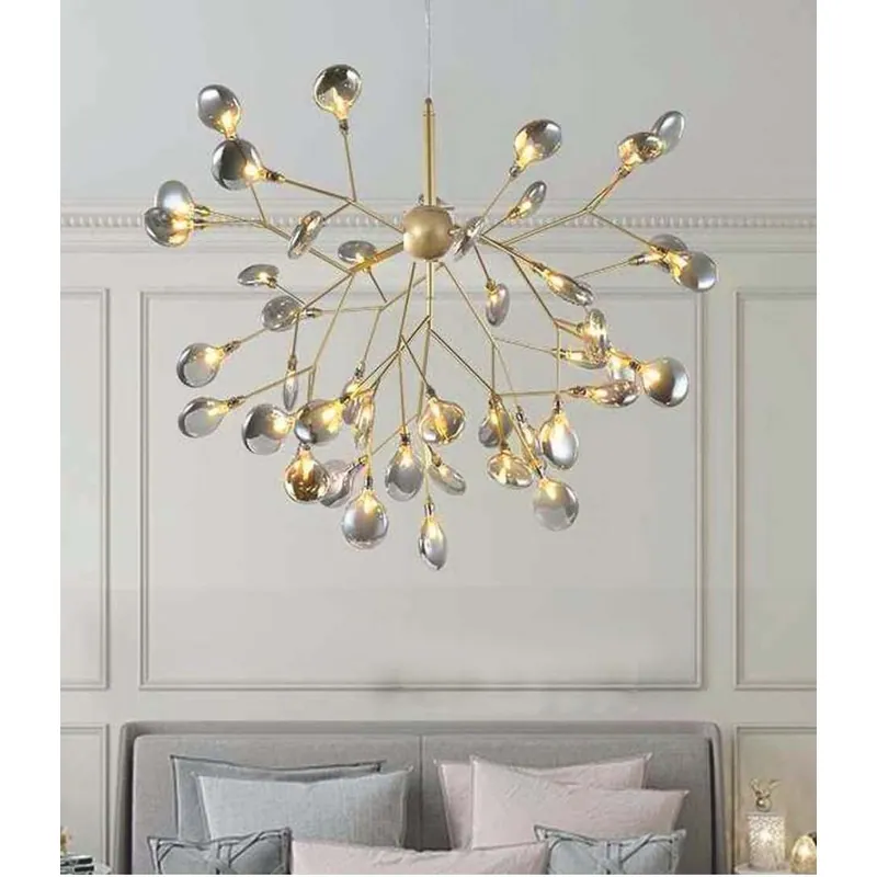 Amber Glass Gold Starburst Chandelier