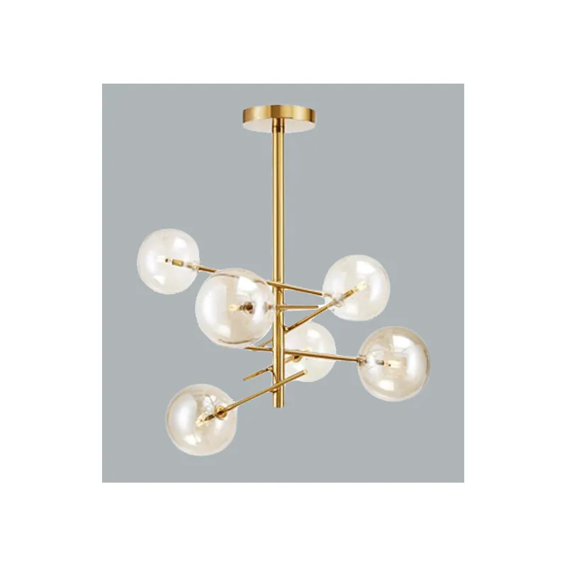 Amber Glow Brass Chandelier