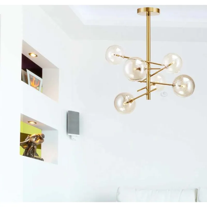 Amber Glow Brass Chandelier