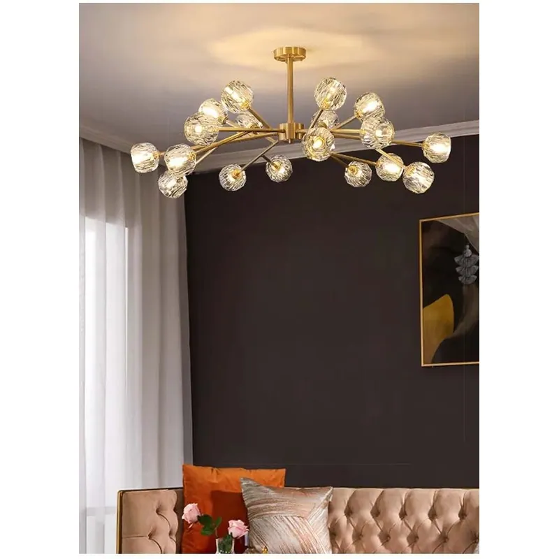 Antique Brass Crystal Cluster Chandelier