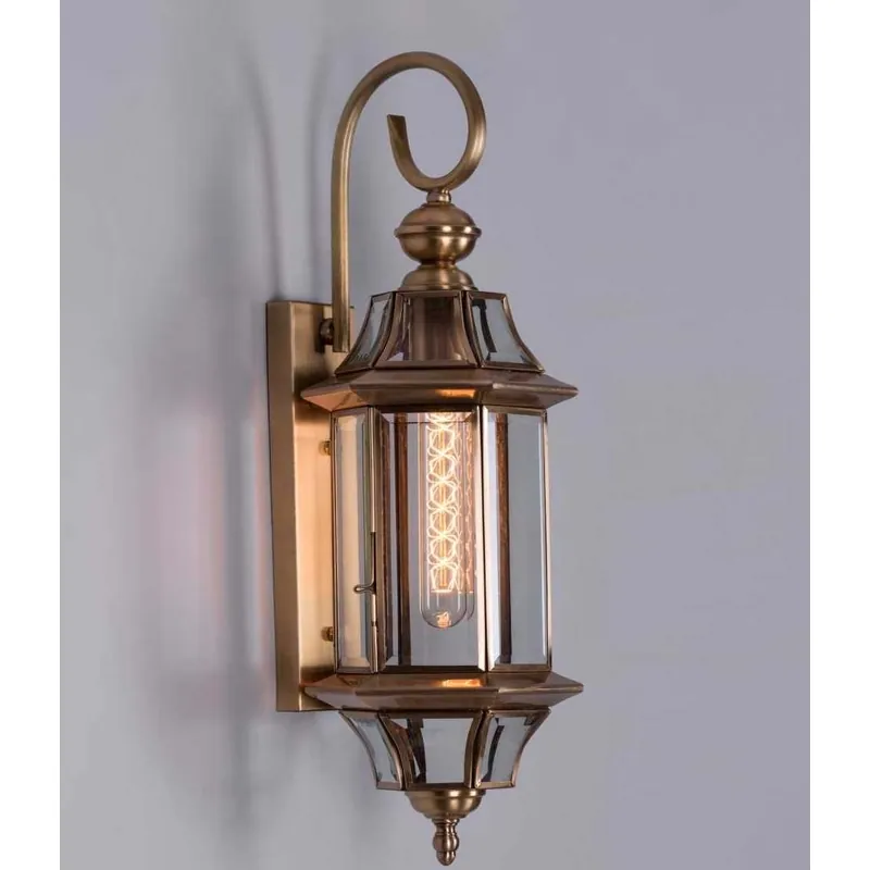 Antique Brass Lantern Wall Sconce