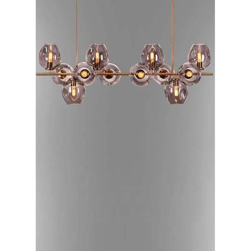 Antique Brass Smoke Glass Modern Chandelier