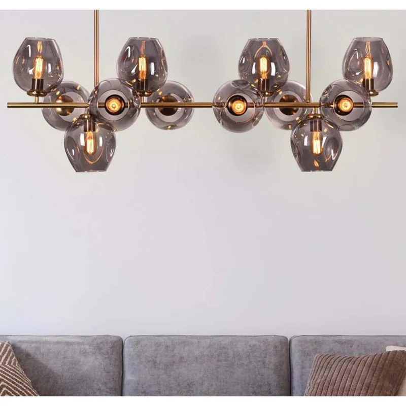 Antique Brass Smoke Glass Modern Chandelier