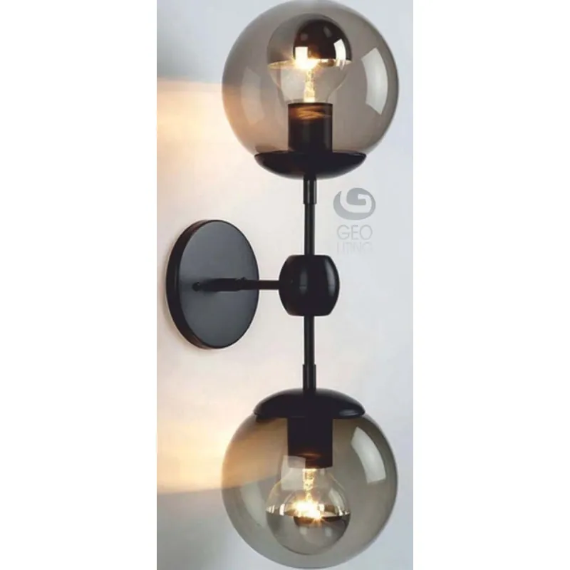 Dual Glow Smoked Glass Wall Light