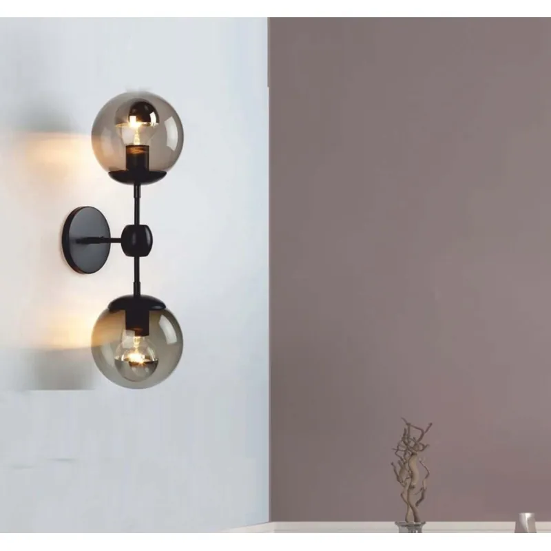 Dual Glow Smoked Glass Wall Light