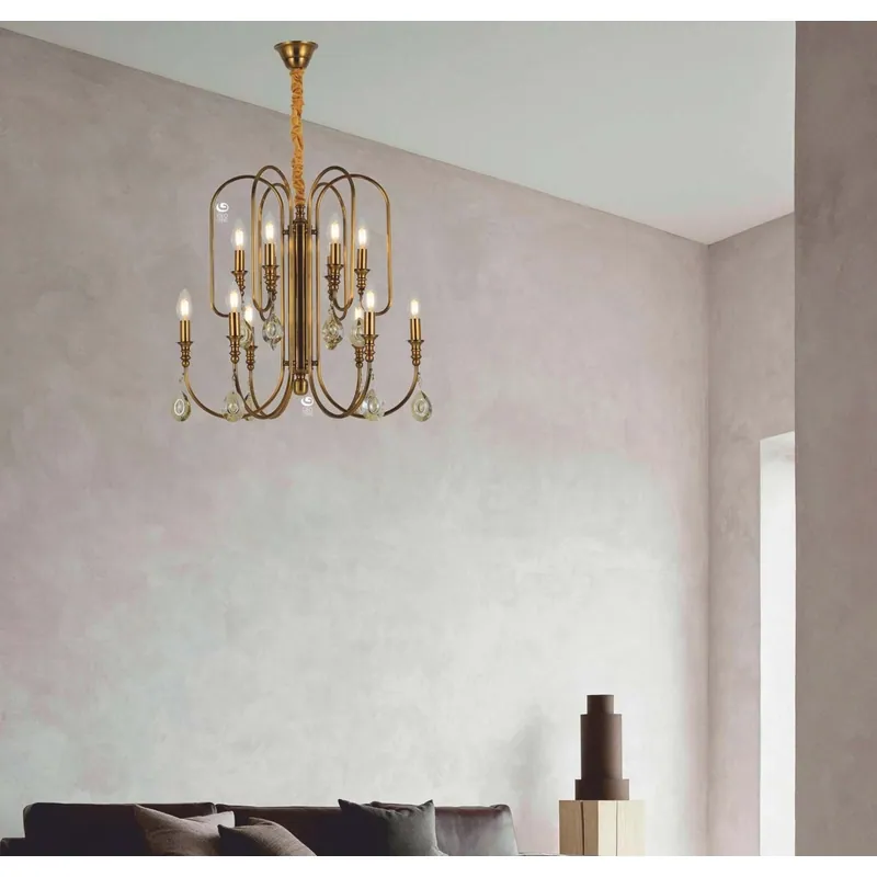 Elysian Antique Brass Candle Chandelier