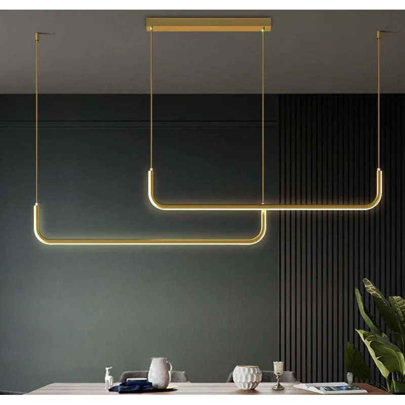 Golden Edge Beam Linear Pendant Light
