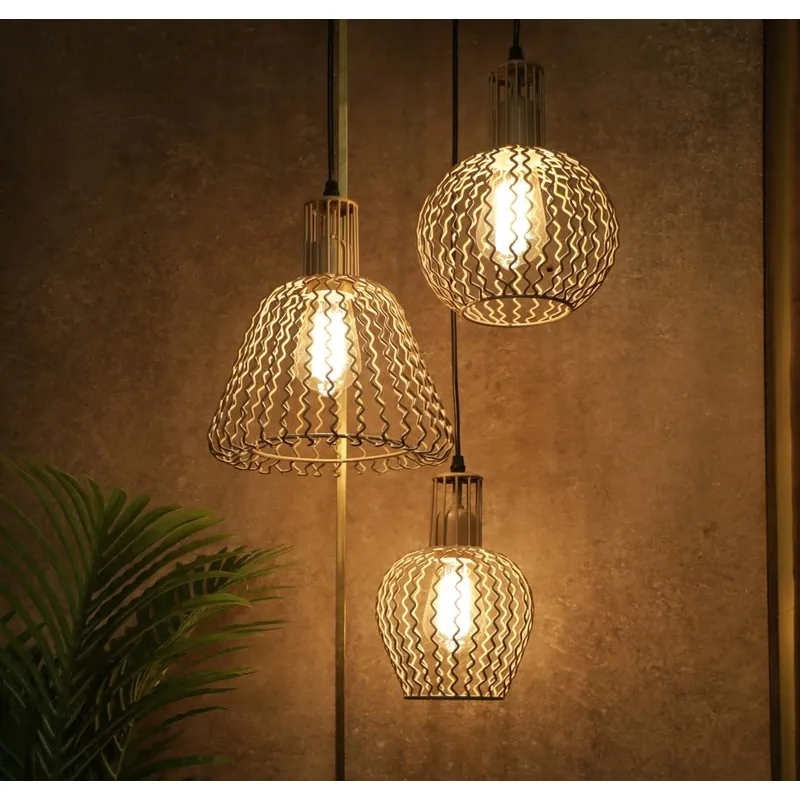 Golden Honeycomb Cluster Pendant Light
