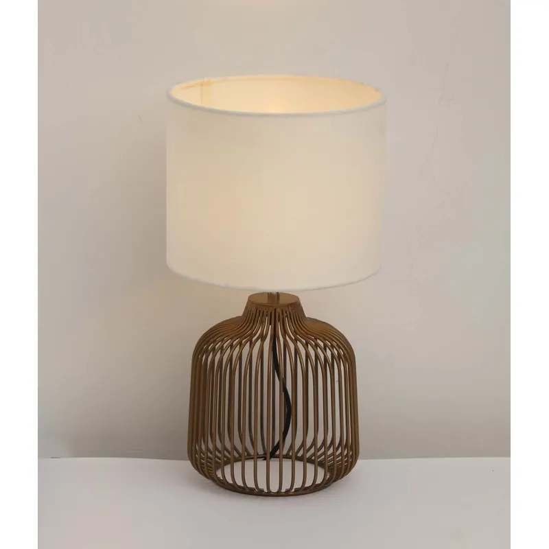 Golden Lattice Sculptural Table Lamp