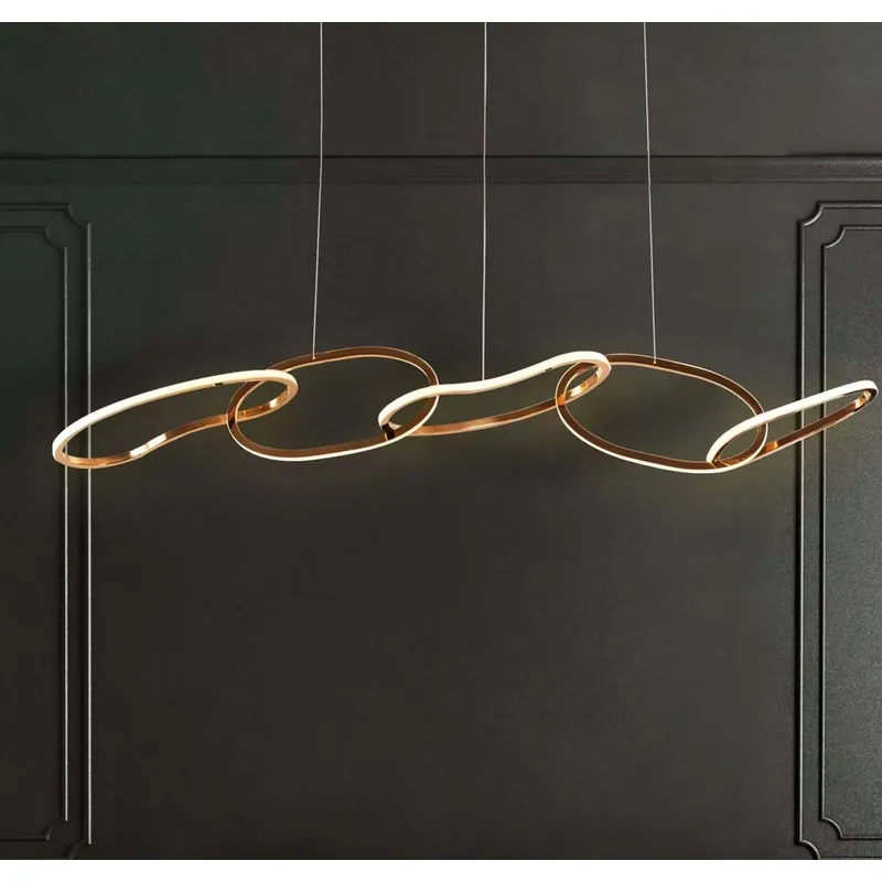 Golden Link Cascade Linear Pendant Light