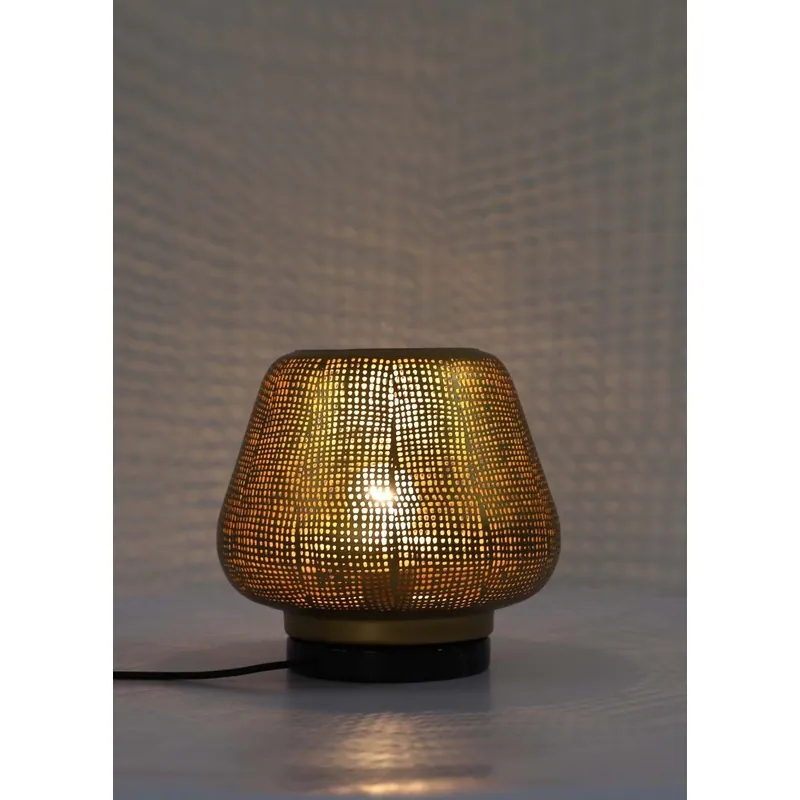 Golden Mesh Textured Globe Table Lamp