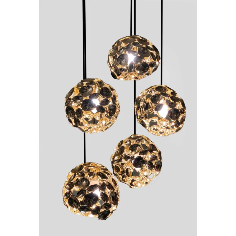 Golden Orb Cluster Crystal Chandelier