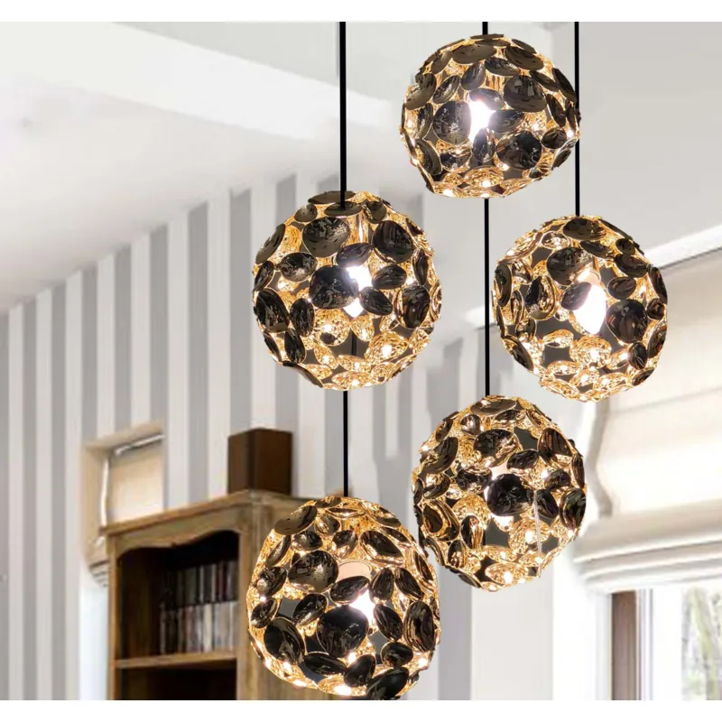 Golden Orb Cluster Crystal Chandelier