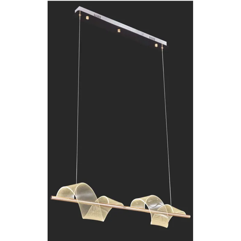 Golden Ribbon Flow Linear Pendant Light
