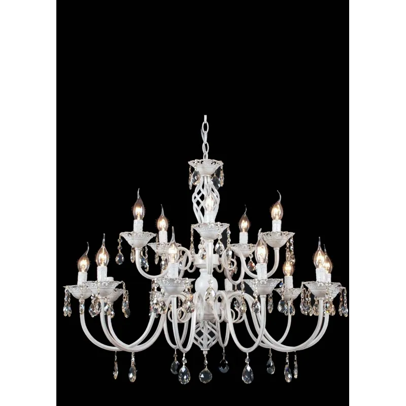 Luminous White Gold Crystal Chandelier