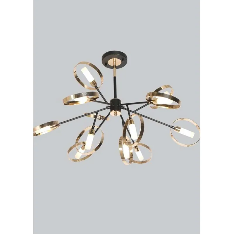 Modern French Gold Black Glass Chandelier