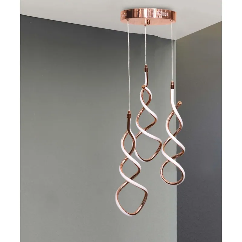 Rose Gold Swirl Cascade Cluster Pendant Light
