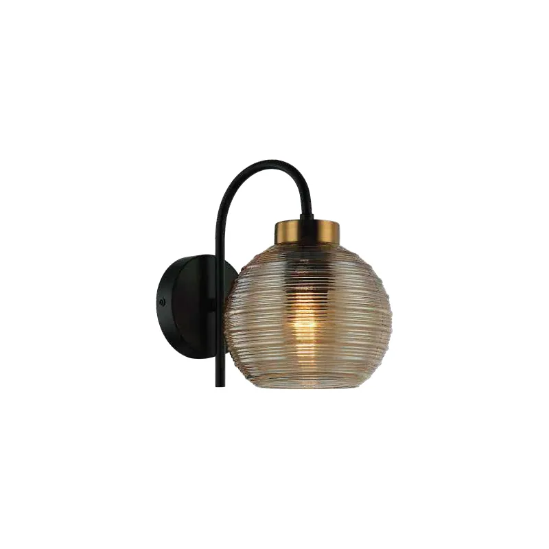 Amber Glow Ribbed Wall Sconce