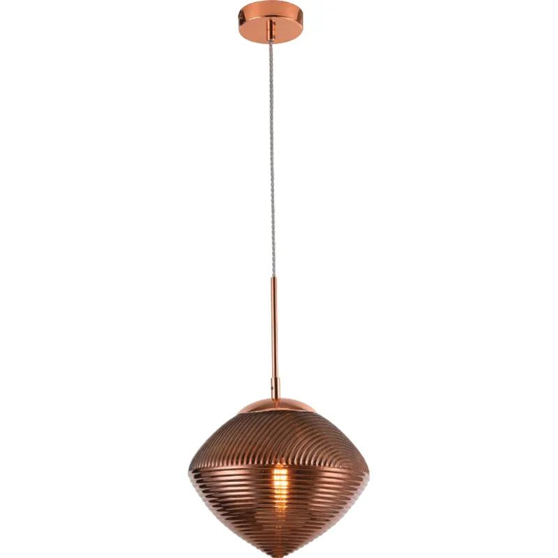 Copper Ribbed Vessel Pendant Light