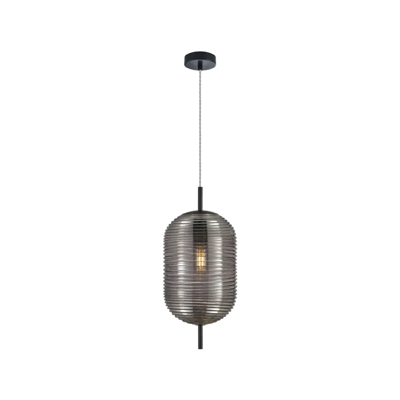 Smokey Fluted Cylinder Pendant Light