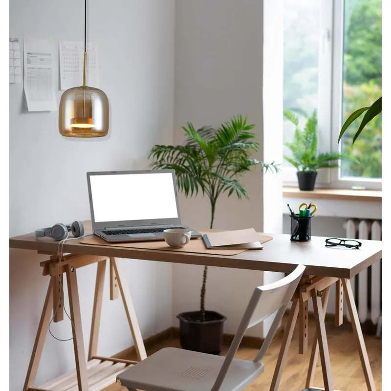 Amber Drum Aura Pendant Light