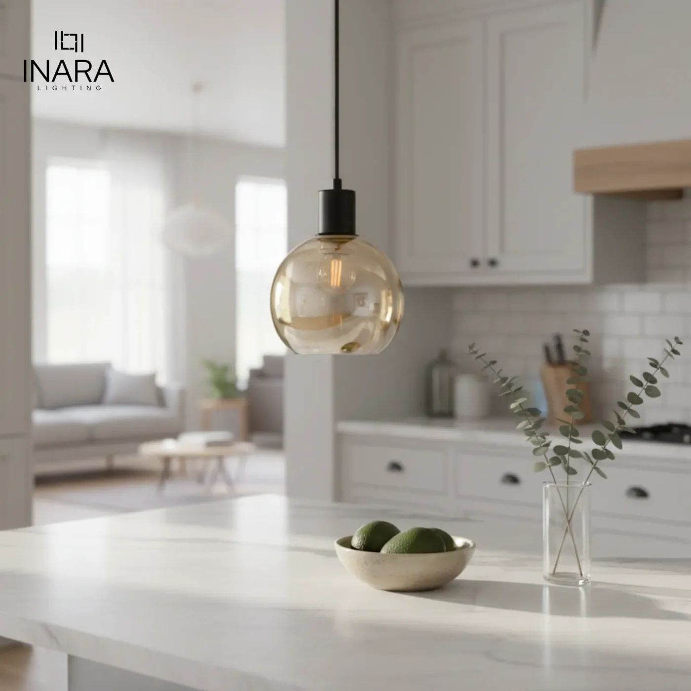 Amber Glow Orb Pendant Light