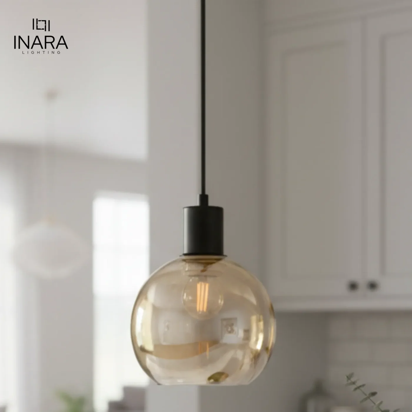 Amber Glow Orb Pendant Light