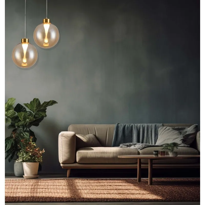 Amber Orb Glass Lume Pendant Light