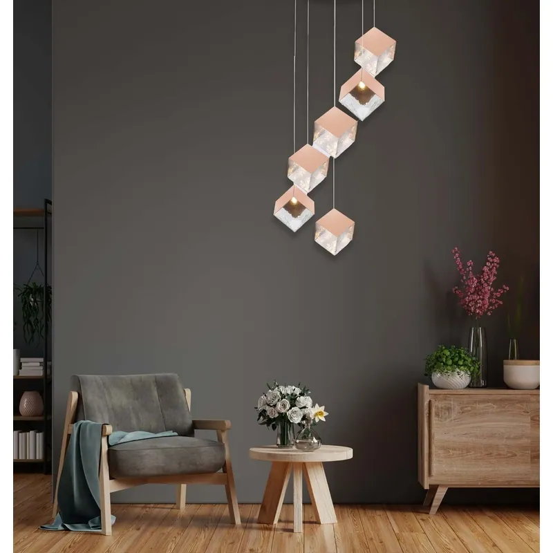 Blushing Cube Cascade Chandelier