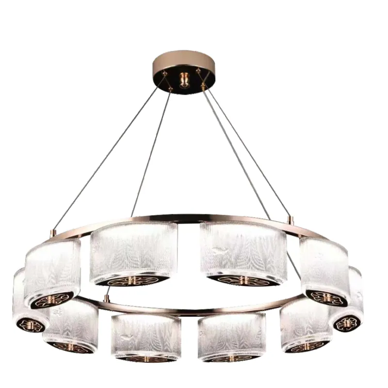 Bronze Crystal Hoop Chandelier