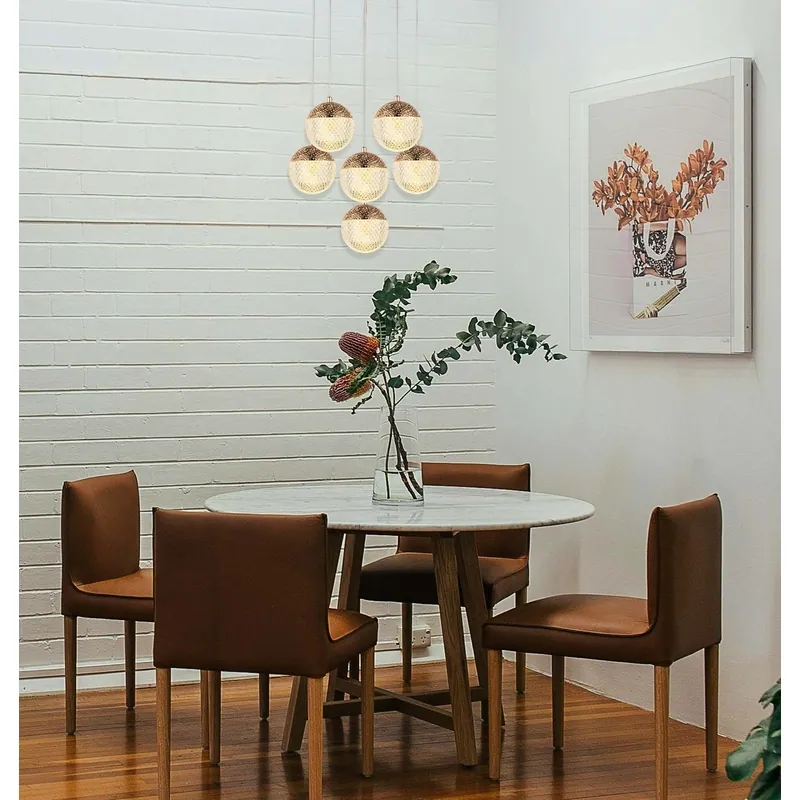 French Gold Sphere Array Cluster Pendant Light