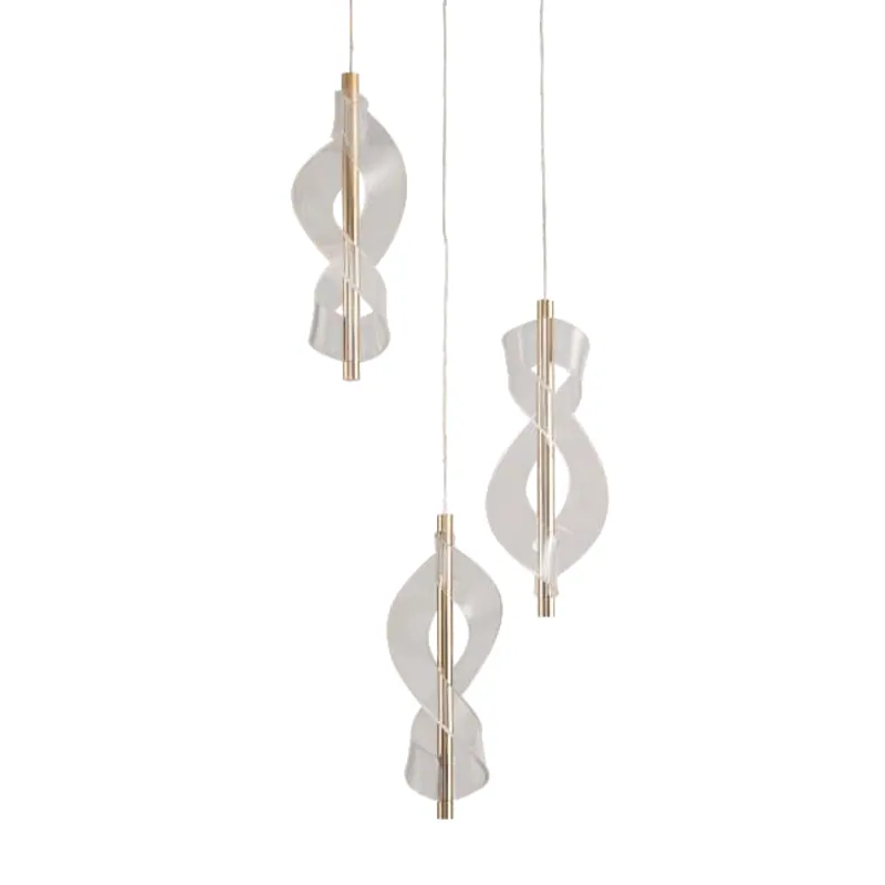 Gilded Helix Cascade Cluster Pendant Light
