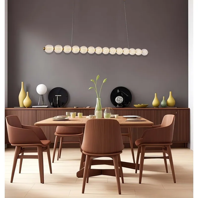 Golden Bead Array Linear Pendant Light