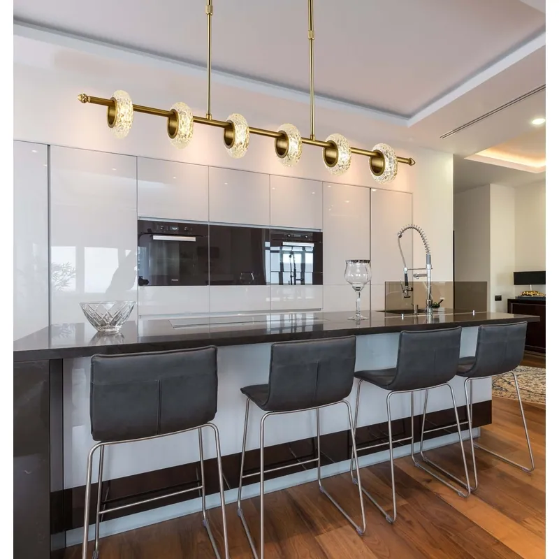 Golden Bead Stream Linear Cluster Pendant Light