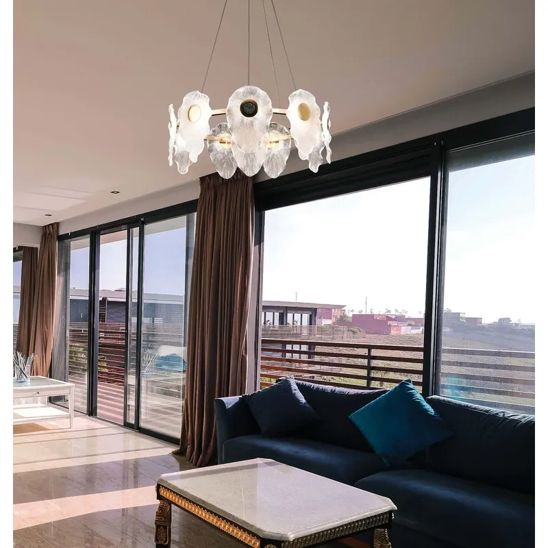 Golden Bloom Acrylic Chandelier