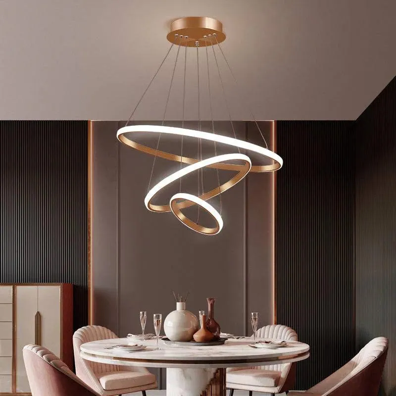 Golden Cascade Multi-Ring Chandelier