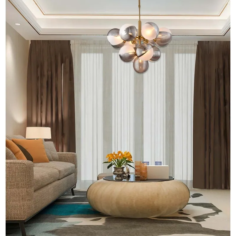 Golden Celestial Dance Cluster Chandelier