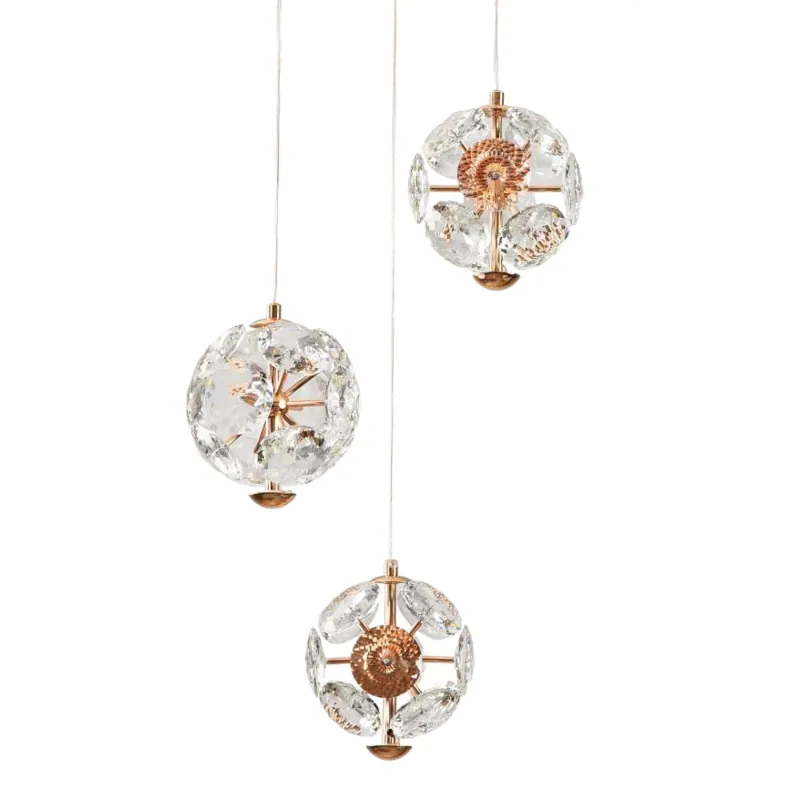 Golden Crystal Galaxy Cluster Pendant Light