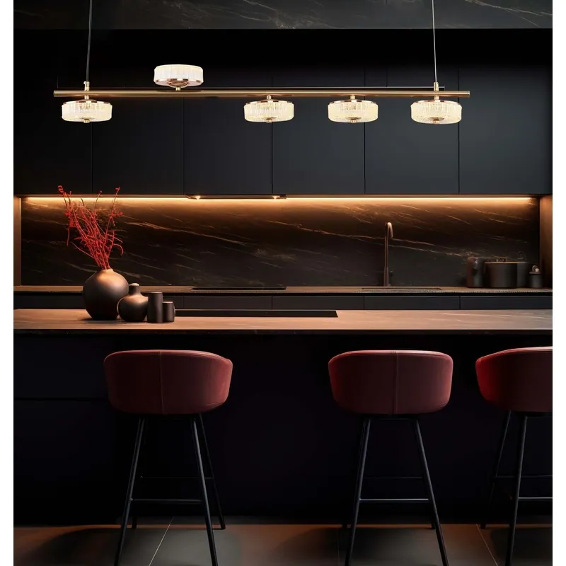 Golden Disc Array Linear Pendant Light