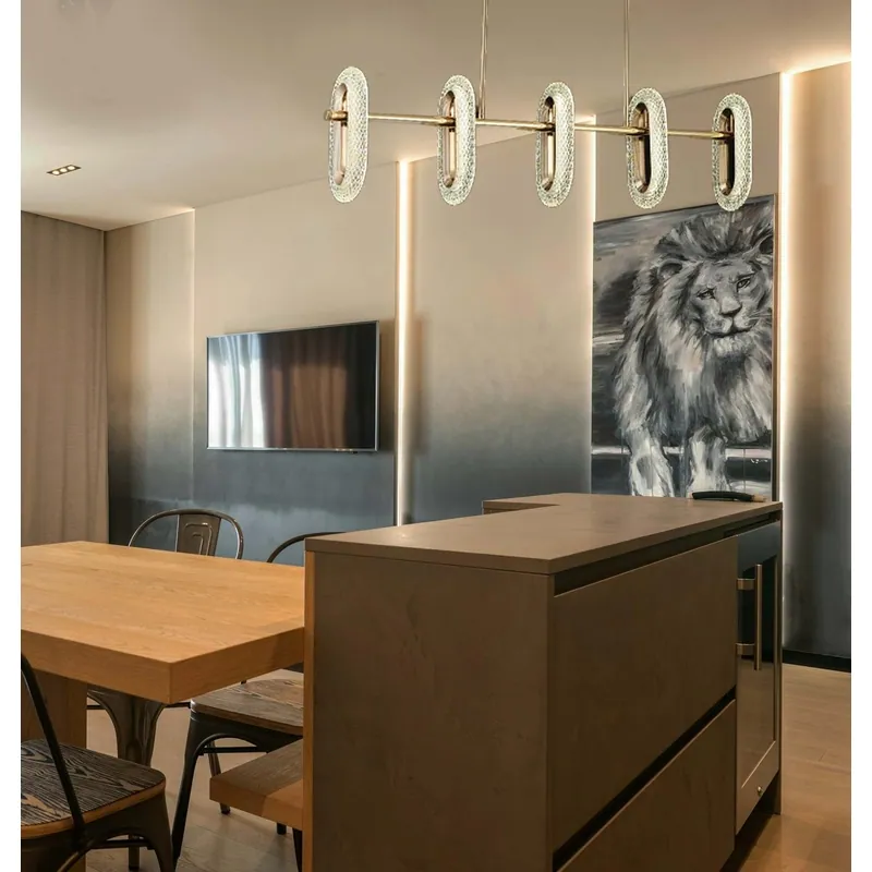 Golden Ellipse Cascade Linear LED Pendant Light
