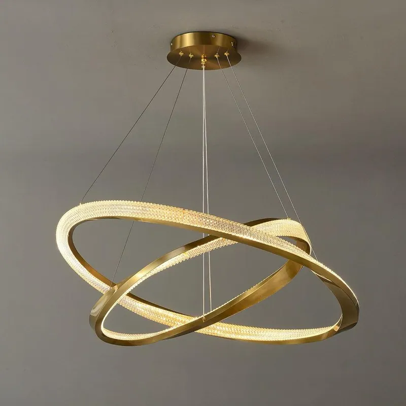 Golden Embrace Intertwined Ring Pendant Light
