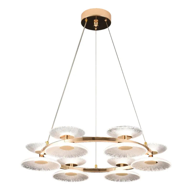 Golden Halo Glass Pendant Chandelier