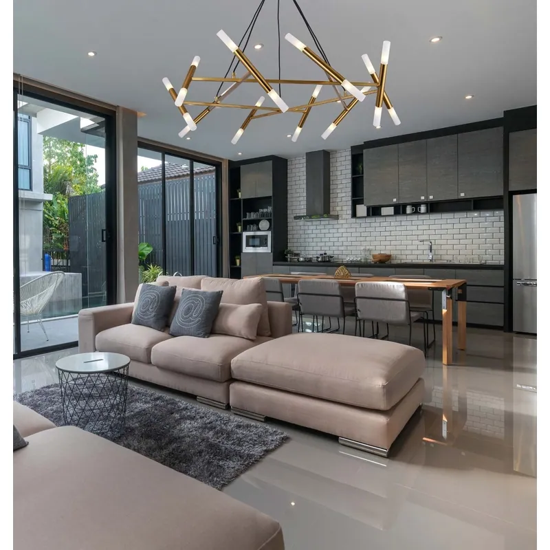 Golden Kinetic Bloom Chandelier