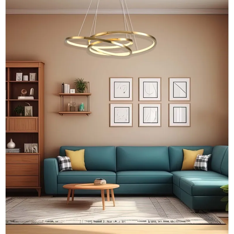 Golden Orbit Rings Pendant Light