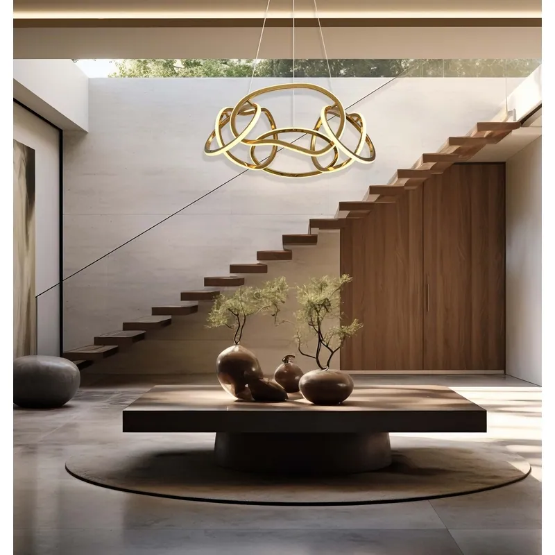 Golden Ribbon Dance Pendant Light