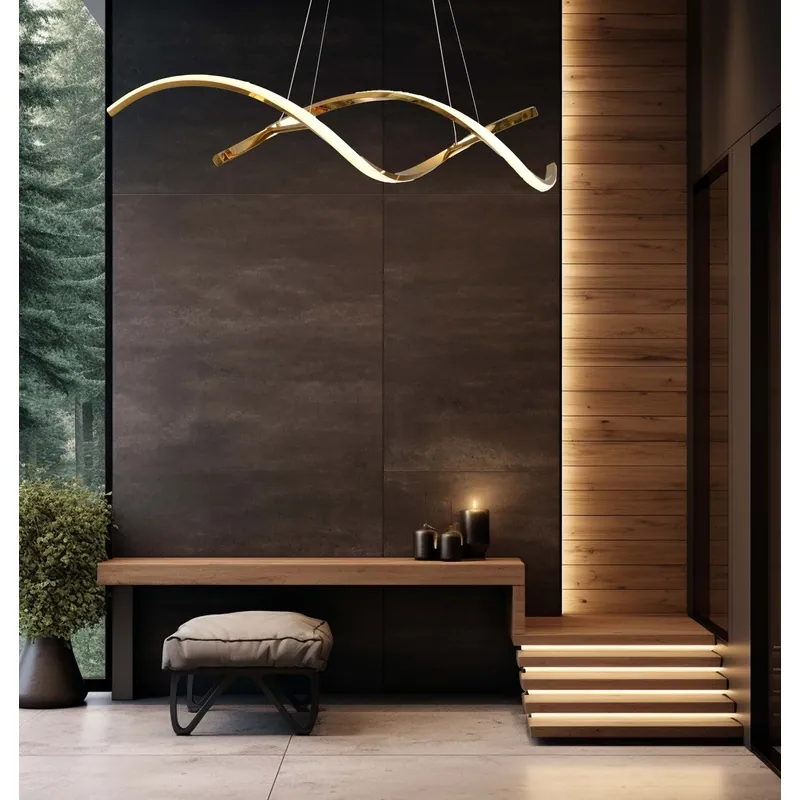 Golden Ripple Lumen Linear Pendant Light