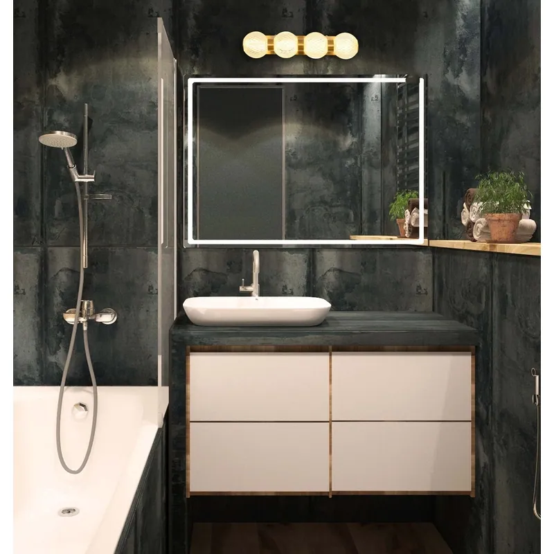 Golden Sparkle Quad Modern LED Mirror Light