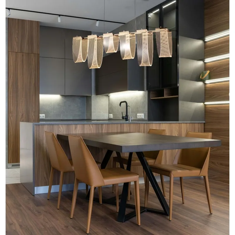 Golden Wave Cascade Linear LED Chandelier