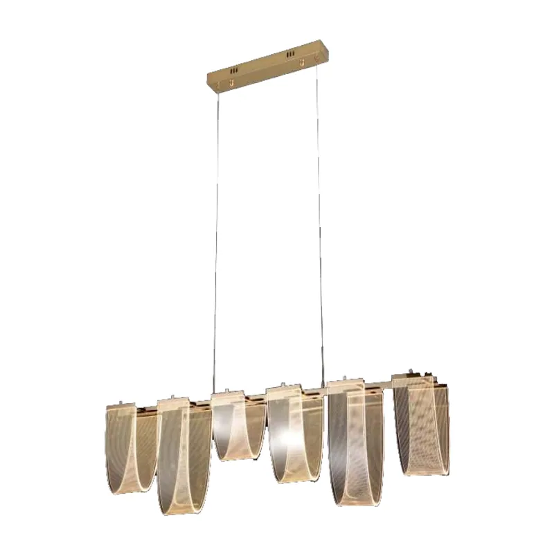 Golden Wave Cascade Linear LED Chandelier