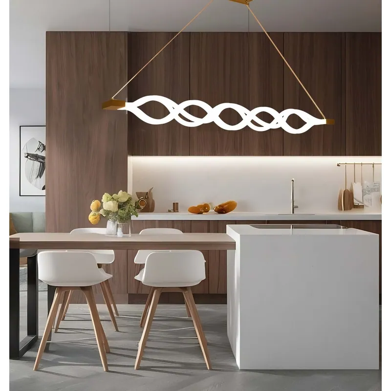 Golden Wave Interlace Linear Pendant Light